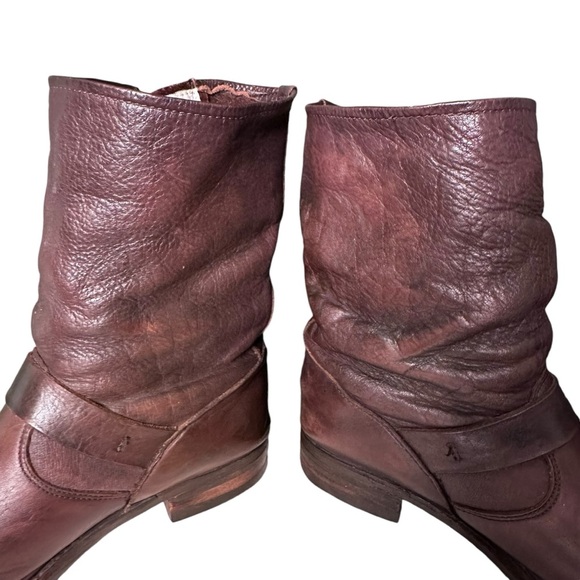 Frye | Brown Leather Veronica Short Slouch Boots Size 9 - Picture 8 of 16